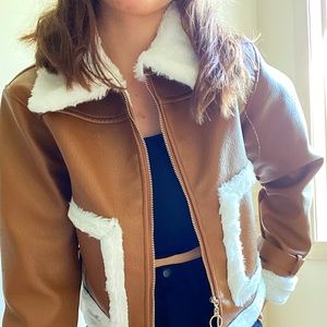 faux leather aviator jacket